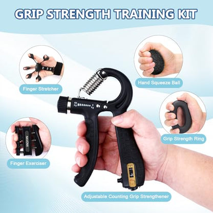 5/10PCS Grip Strength Trainer Kit,Forearm and Hand Gripper Strengthener - size: Black-10P