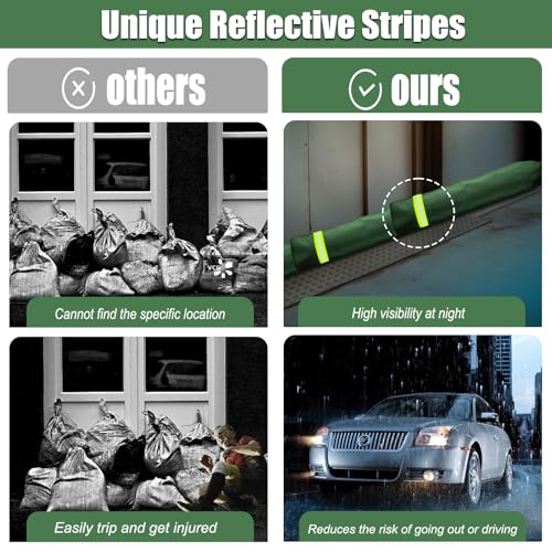 4PCS Sand Bags for Flooding, Reusable Quick Dam Flood Barriers for Home & Outdoor Water Barrier with Elastic Band, 4'X 7" Flood Prevention Sandbag Thickened Canvas Sand Bags with Sand Shovel