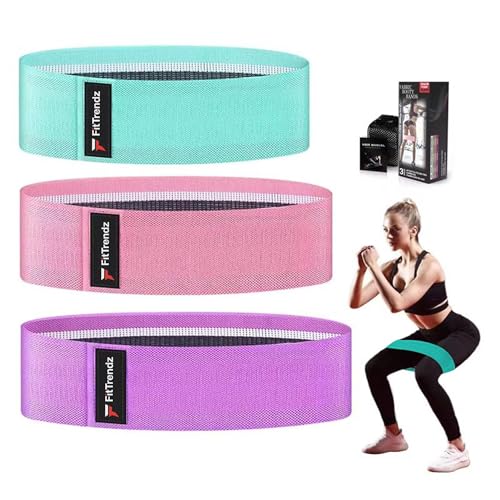 Resistance Bands for Legs and Butt Exercise Bands, Non Slip Elastic Fabric Bands 3 Levels Loop Workout Bands for Women Squat Glute Hip Training, Set of 3 Pack
