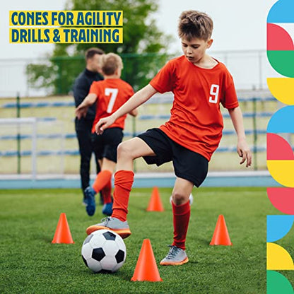 Dazzling Toys Mini Traffic Cones - 7" mini Cones, Sports Safety Cones for Soccer Cones and Basketball Practice Equipment - Mini Orange Cones for Soccer Practice and Small Driving Practice Cones.