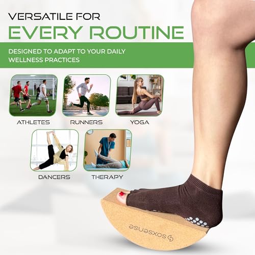 Soxsense Half Moon Recovery Block & Calf Stretching- Improve Balance, Stability & Foot Mobility/Calf Stretcher for Plantar Fasciitis Relief/Yoga & Pilates Balance Trainer