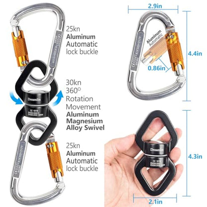 Aerial Silks Hardware Kit 30 KN Swing Swivel Aerial Yoga Hammock Rigging Aluminum Swivel Aerial Hoop Lyra Rotational Device Hanging Accessory