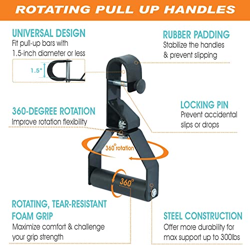 Yes4All Heavy Duty Wall Mounted Pull Up Bar – Multi-Grip Ceiling Strength/Joist Mount/Chin-Up Bar for Home Gym Portable