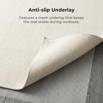 Live Well 360 Handmade Organic Cotton Yoga Mat - Non-Toxic, Chemical-free and All Natural Cloth Yoga Mat - Exercise, Workout, & Fitness Rug - Woven Material - Absorbent & Washable - 78" x 27"