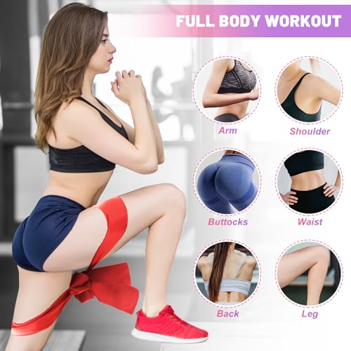5 Pcs Resistance Bands, Professional Exercise Bands Elastic Stretch Bands for Fitness Yoga Pilates Stretching Strength Training, Workout Bands for Women and Men Home Gym
