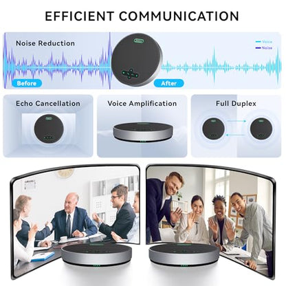 Tenveo MagiCall Pro Bluetooth Conference Speakerphone, Bluetooth/Dongle/USB, 8 AI Noise-Canceling Microphones, 360° Voice Pickup, 18H Talk Time, Compatible with Zoom, Teams & OBS, for 12–15 People - color: Silver