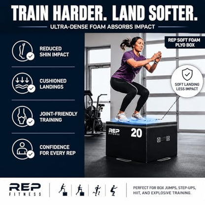 REP Fitness Stackable Soft Foam Plyo Box Set, Adjustable Plyometric Jump Box for Home Gym Workouts, Plyometric Jumping Platform for Exercise, Step Training, HIIT & CrossFit
