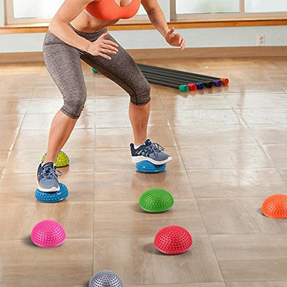 VGEBY1 PVC Semi-Circular Durian Ball Inflatable Half Yoga Balls Massage Point Fitball Exercises Trainer Fitness Balance Ball(Orange)