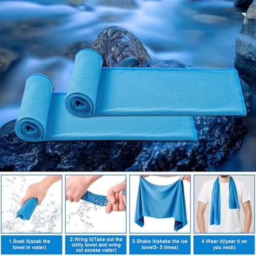 4 Pack Cooling Towel (40"x12"), Soft Breathable Chilly Towel, Ice Towel - color: Light Blue/Green/Pink/Orange
