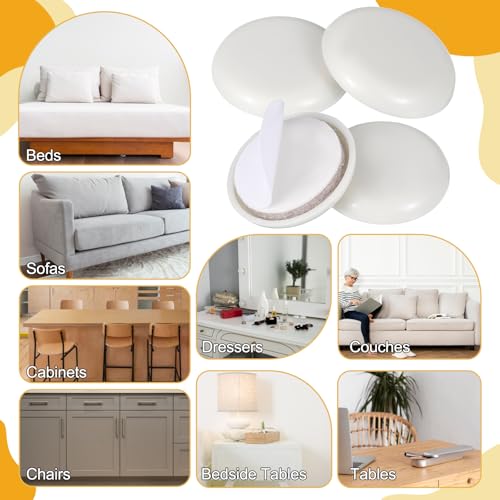 24 PCS Self-Stick Furniture Sliders, Reusable Round Glides Glider, 1-1/4" Furniture Sliders for Carpet & Hardwood Floors, Adhesive Carpets Slider for Moving Furnitures Protecting Carpet