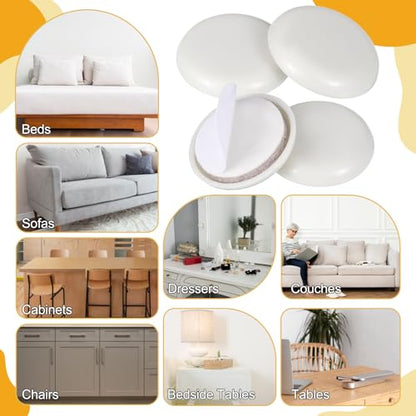 24 PCS Self-Stick Furniture Sliders, Reusable Round Glides Glider, 1-1/4" Furniture Sliders for Carpet & Hardwood Floors, Adhesive Carpets Slider for Moving Furnitures Protecting Carpet