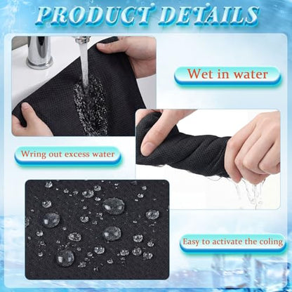 Honoson 10 Pcs Cooling Towels with Bottle, 47 x 12 in, Black - color: Black