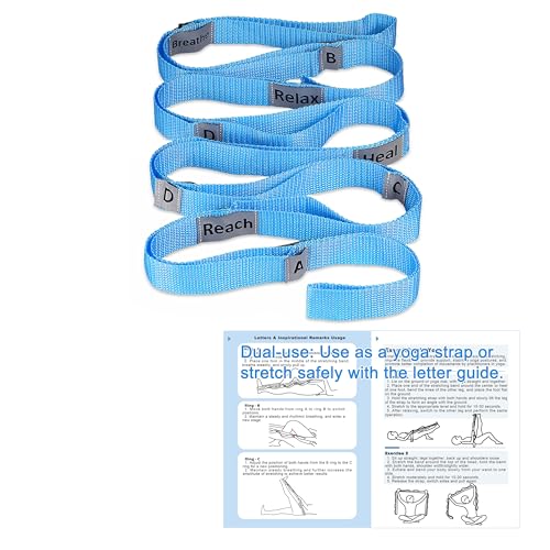 Stretching Strap Yoga Strap with 10 Loops, Non-Elastic Stretch Band for Physical Therapy, Flexibility, Exercise, Pilates, Dance & Gymnastics Workout