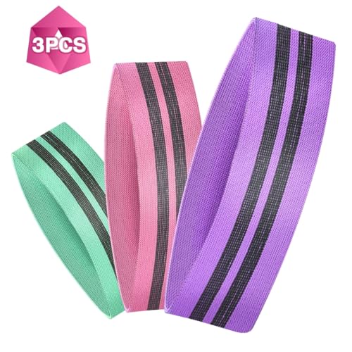 Fabric Non-Slip Resistance Band Set for Legs and Butt with Exercise s (3-Piece)