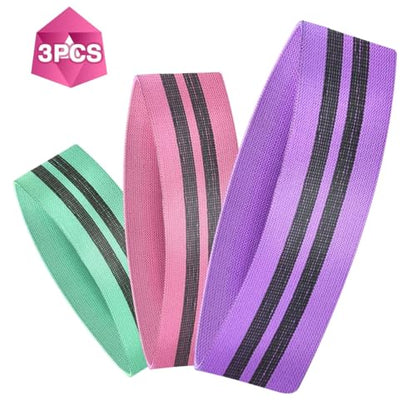 Fabric Non-Slip Resistance Band Set for Legs and Butt with Exercise s (3-Piece)
