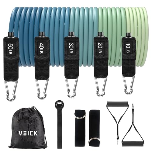 VElCK Resistance Bands Set with Handles for Exercise, Workout and Home Gym - color: Blue, size: 10-150LBS
