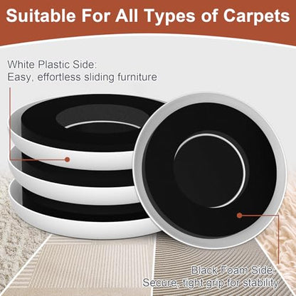 Furniture Sliders for Carpets - 4 PCS 4.3" Furniture Movers Sliders with Anti-Slip Groove - Moving Pads for Easy Move Bed Couch Tables Cabinet Heavy Duty - Protect Carpets - size: 4.3in 4Pack