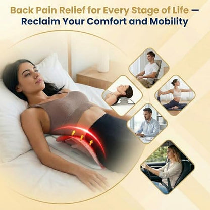 Adjustable Back Stretcher for Lower Back Pain Relief, Lumbar Spine Stretcher & Back Decompression Device, Multi-Level Back Arch Stretching Board for Sciatica, Scoliosis, Spinal Traction