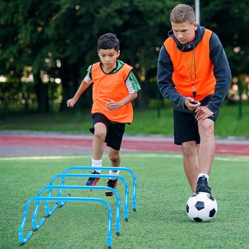 Wettarn 12 Pcs 9" Speed Training Agility Hurdles for Athletes Reliable Training Hurdle Plyometric All Purpose Practice Equipment for Soccer Basketball Football - color: Blue