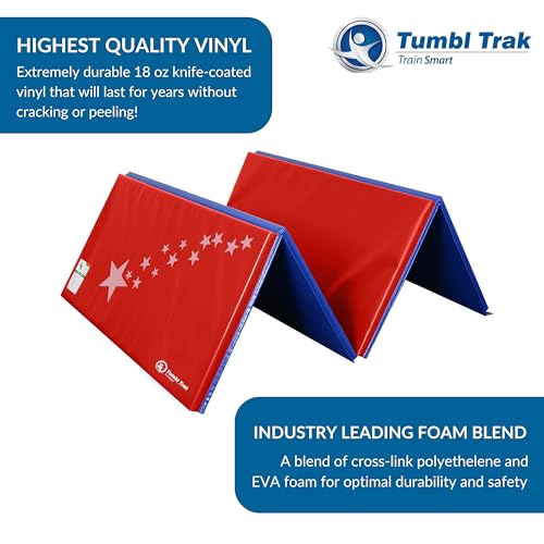 Tumbl Trak Gymnastics Folding Tumbling Panel Mat - color: Patriotic, size: 4'x8'x1.38"