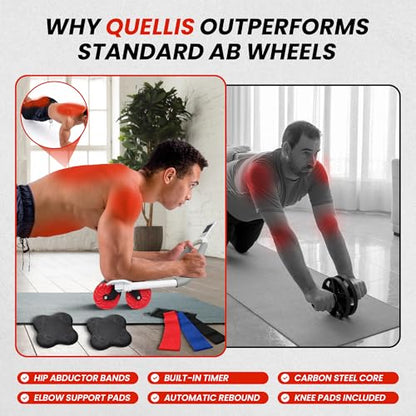 AB Roller for Men & Women – Core Strength Training Wheel Set with Elbow Support & 2 Knee Pads – Abdominal Exercise Roller for Core Stability, Belly Fat Reduction, and Total Body Workout Equipment