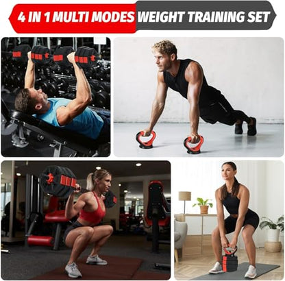 Adjustable Dumbbell Set, 44/66/88Lbs 4-in-1 Free Weights for Home Gym, Converts to Kettlebell & Barbell with Connector, Non-Slip Grip, Ideal for Men & Women Strength Training