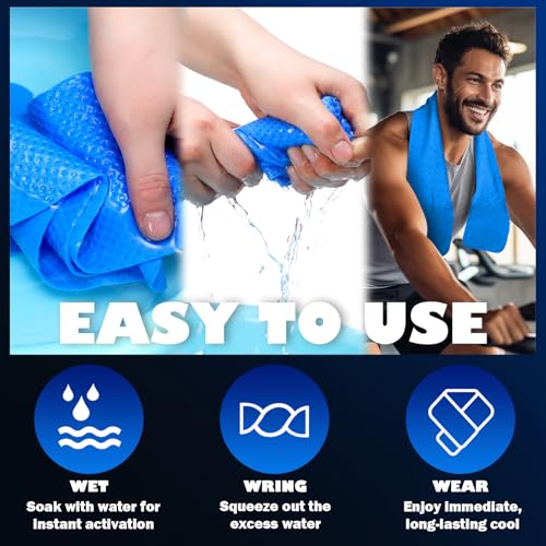 4 Pcs Cooling Towel PVA Cooling Neck Wraps Instant for Neck 34x4 in Long Lasting Reusable Breathable Chilly Towel for Yoga Sport Running Gym Workout Camping Fitness(Blue,Green,Red,Grey)