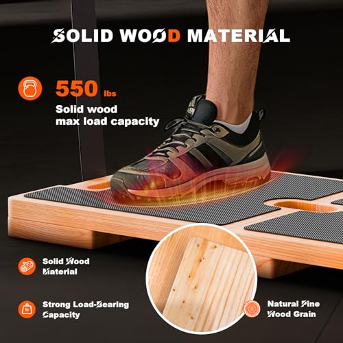 Wooden Fitness Board,180° foldable,resistance band board with honeycomb anti-slip design,natural pine exercise step platform for Band Training, Stretching, and Full-Body Home Gym