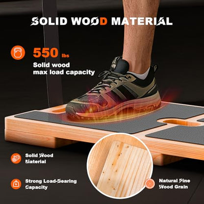 Wooden Fitness Board,180° foldable,resistance band board with honeycomb anti-slip design,natural pine exercise step platform for Band Training, Stretching, and Full-Body Home Gym