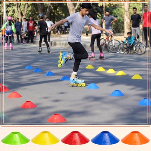 Soccer Cones with Straps Set, Disc Training Cones Bulk Agility Cone Sports Cone for Drills, Challenge, Football, Basketball, Skating, Coaching, Practice Equipment, Indoor, Outdoor
