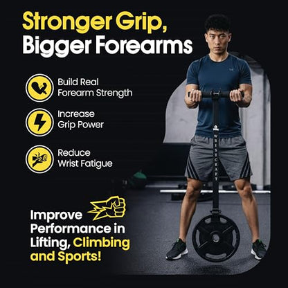 Forearm Strengthener & Hand Grip Strengthener with Portable Bag – Wrist Roller, Forearm Exerciser, Forearm Roller, Wrist Trainer for Grip & Arm Workout - Includes Portable Bag