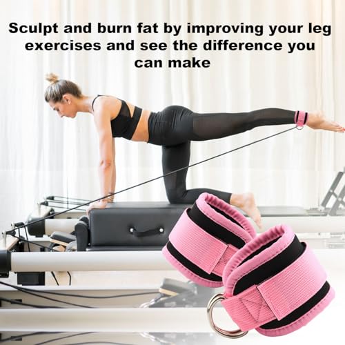 2pcs Gym Ankle Strap for Machine, Neoprene Padded D Ring Leg Band Adjustable Fitness Foot Ankle Wrist Cuffs for Women Men Glute Kickbacks Workouts Exercises Accessories Attachment