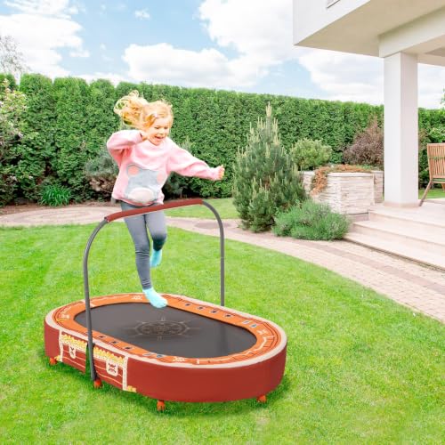 Indoor Trampoline, 55" Foldable Trampoline with Handle, Oval Trampoline for Kids, Play Rebounder, Kids Trampoline Indoor, Gift for Girls Age 3+