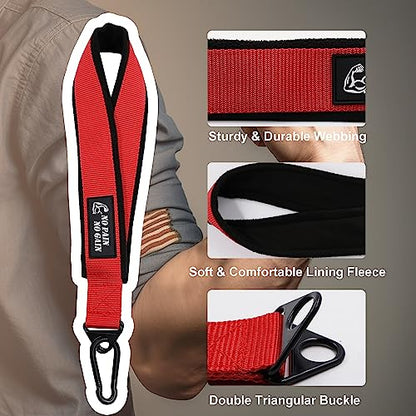 Arm Wrestling Training Strap Belt Hand Grip Arm Finger Forearm Exerciser Strengthener for Cable Machine and Free Weight - color: red strap only (not include loading pin)