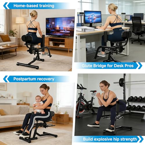 Hip Abduction & Adduction Machine: 2-in-1 Inner and Outer Thigh Trainer with Glute Workout Bench - Compact Home Gym Strength Training Equipment