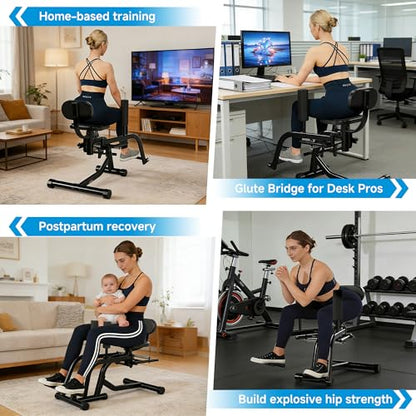 Hip Abduction & Adduction Machine: 2-in-1 Inner and Outer Thigh Trainer with Glute Workout Bench - Compact Home Gym Strength Training Equipment