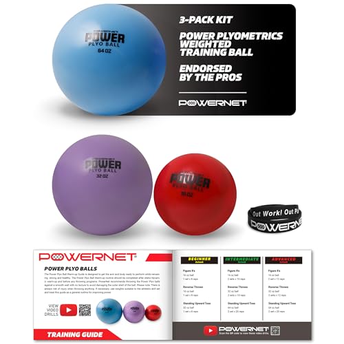 PowerNet Power Plyometrics Weighted Training Ball, Softball & Baseball Training Equipment, Weighted Baseballs to Increase Throwing Velocity - style: 3-Pack Kit