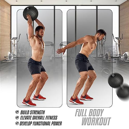 Yes4All Slam Balls, 10-40lb Weighted Ball Weight, Durable PVC Sand Filled Workout Dynamic Slam Ball for Strength Training, Tread, Black, 20lbs - color: Black, style: D. 20lbs