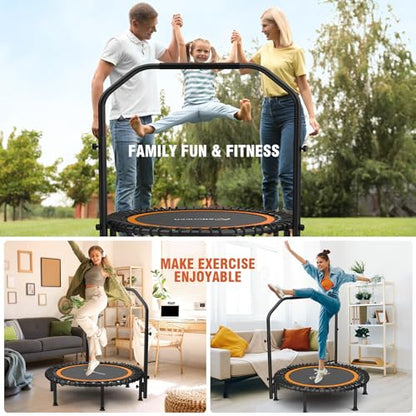 ANCHEER Fitness Trampoline,40"/48" Bungee Rebounder with Adjustable Handle - color: Orange