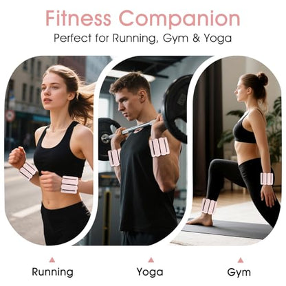 Wrist Weights – Ankle Wrist Weights for Women & Men – Adjustable Weighted Bangles Set (1 lb Each) | Arm and Leg Weights for Yoga, Pilates, Running & Walking - color: Beige