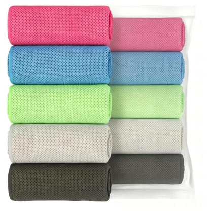 5 Pack Cooling Towels, 40 Inches X 12 Inches, Breathable Soft Chilly Microfiber Towel for Yoga, Sport, Running, Workout, Gym, Camping and Fitness, Multicolor
