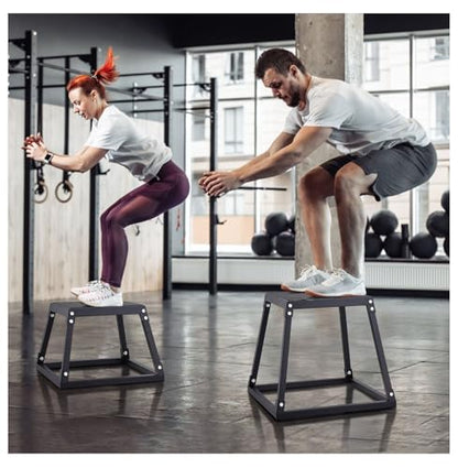 Plyometric Jump Box 18 Inch - Steel Plyo Box for Fitness, Agility Training - Anti-Slip Workout Platform for Home Gym - Strength & Conditioning - Black