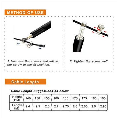 Speed Jump Rope - 360° Swivel Ball Bearing - Adjustable steel coated rope-Aluminum Anti Skipping Handle -Fitness Training Boxing Sports Exercises -Suitable for Kids and Adults