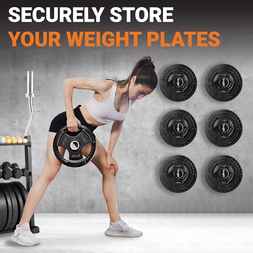 Yes4All Vertical Wall Mounted Olympic Barbell Holder, Barbell Storage Rack, Hanging Barbell Rack for Home Fitness Equipment - color: B. Set Weight Plate Holder - (4pcs)