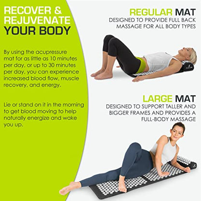 ProsourceFit Acupressure Mat and Pillow Set for Back/Neck Pain Relief and Muscle Relaxation - color: Black/White, size: XL