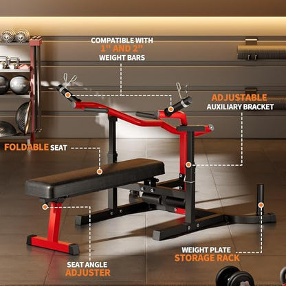 Chest Press Machine, 1250LBS Multi-Functional Adjustable Bench Press Machine with Independent Converging Arms, Flat Incline Bench for Chest, Shoulder, AB Workouts Home Gym Equipment