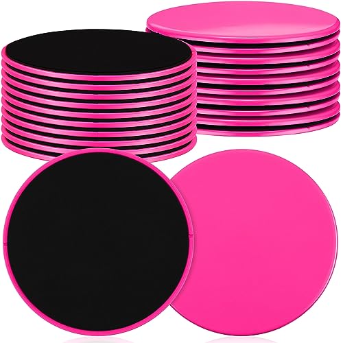 24 Pcs (12 Pairs) Core Sliders Exercise Glider Discs Bulk for Group Training Classes Fitness Slider for Working Out Dual Sided Core Gliding Discs AB Pads for Carpet Hardwood Floor - color: Rose Red