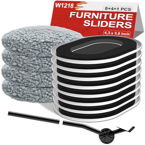 Furniture Sliders for Hardwood Floors: Multi-Surface 3-in-1 Movers Sliders - size: 5.8*4.3in Oval 8+4+1Pack