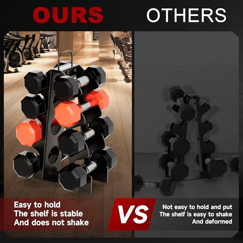 Dumbbell Rack Stand Only,Small Weight Rack,4Tier Compact A-Frame Dumbbell Rack With Handle,Weight Holders For Free Weights,Weight Tree Rack For Women Home Gym(Dumbbells not included)
