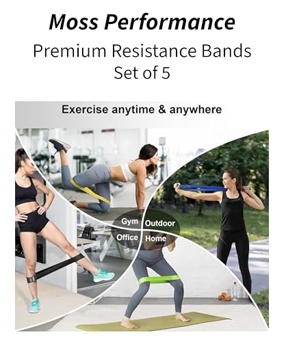 Premium Resistance Bands, for Physical Therapy, Strength Training, Pilates Exercise, Home Workouts, Strong Latex Rubber Loop Bands, Set of 5